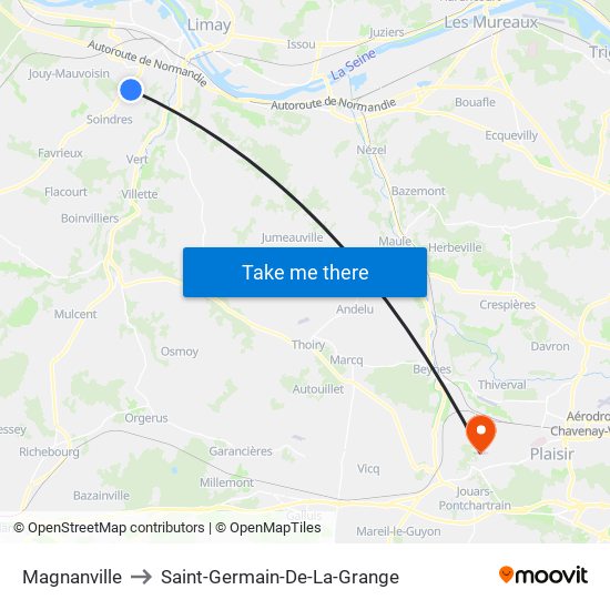 Magnanville to Saint-Germain-De-La-Grange map