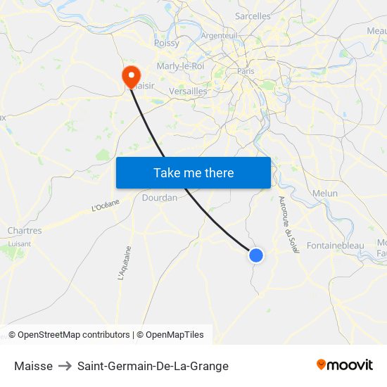 Maisse to Saint-Germain-De-La-Grange map