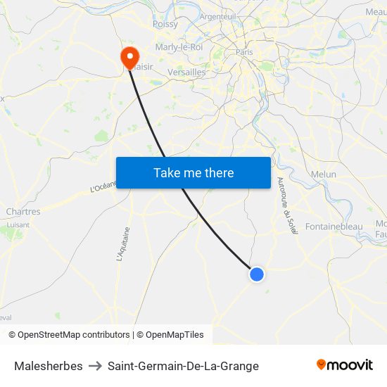 Malesherbes to Saint-Germain-De-La-Grange map