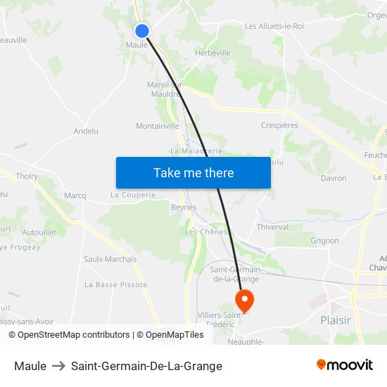 Maule to Saint-Germain-De-La-Grange map