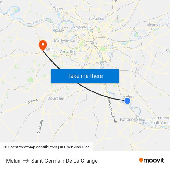 Melun to Saint-Germain-De-La-Grange map