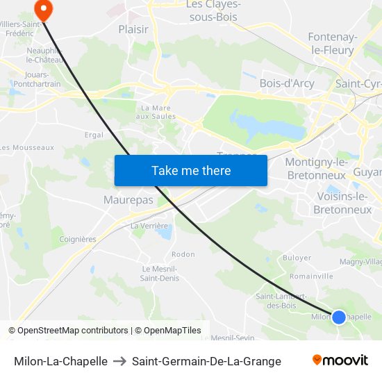 Milon-La-Chapelle to Saint-Germain-De-La-Grange map
