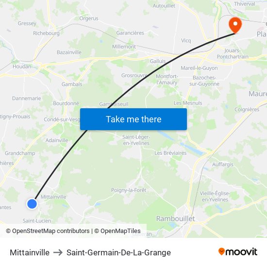Mittainville to Saint-Germain-De-La-Grange map