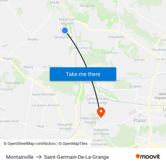 Montainville to Saint-Germain-De-La-Grange map