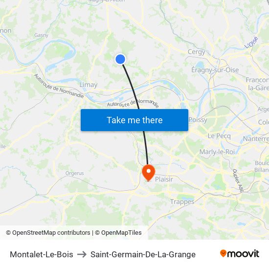 Montalet-Le-Bois to Saint-Germain-De-La-Grange map
