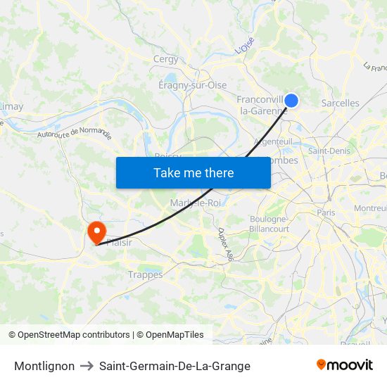 Montlignon to Saint-Germain-De-La-Grange map