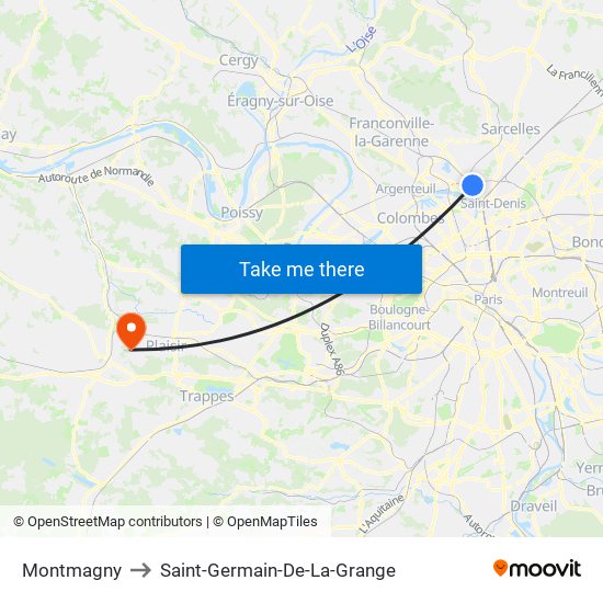 Montmagny to Saint-Germain-De-La-Grange map