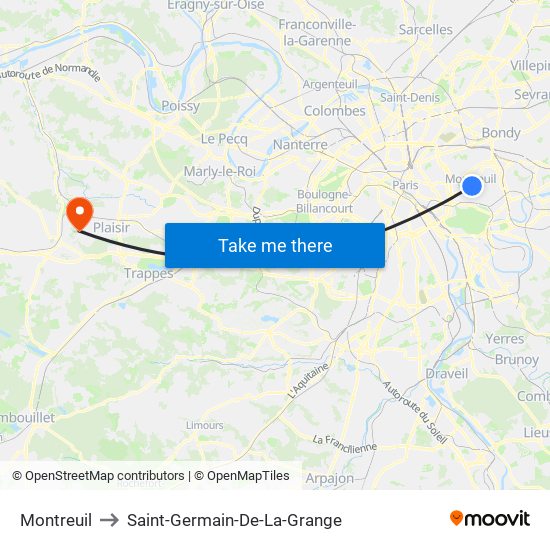 Montreuil to Saint-Germain-De-La-Grange map