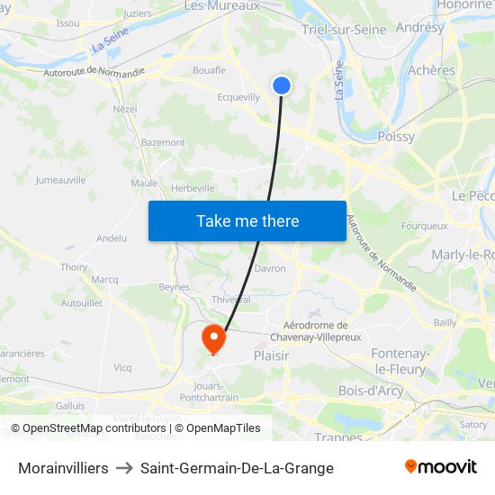 Morainvilliers to Saint-Germain-De-La-Grange map