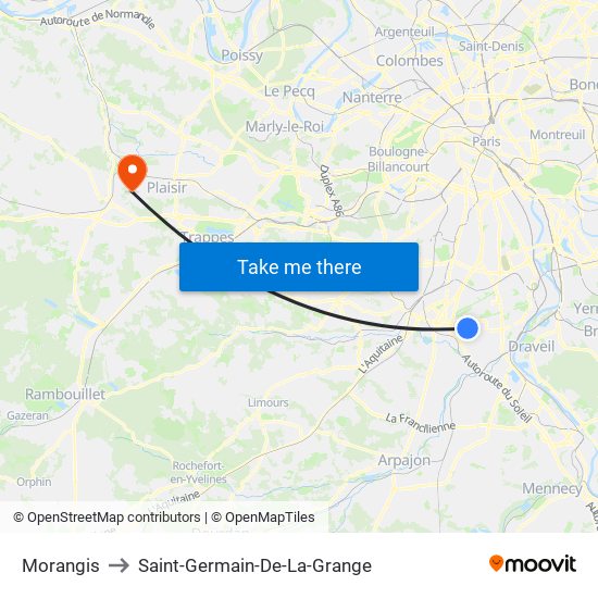 Morangis to Saint-Germain-De-La-Grange map