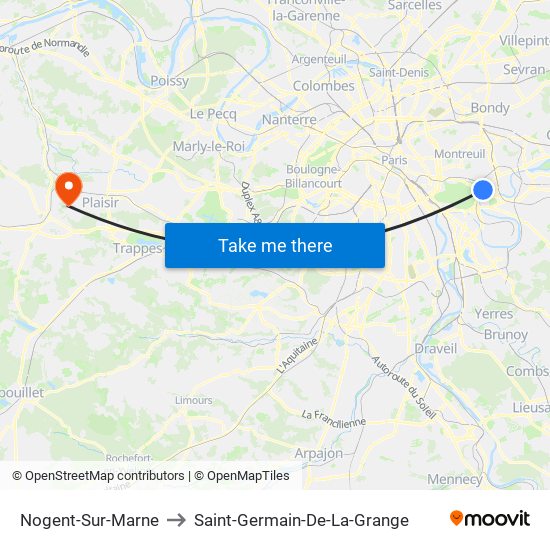 Nogent-Sur-Marne to Saint-Germain-De-La-Grange map