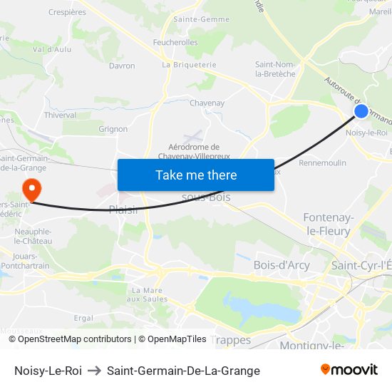 Noisy-Le-Roi to Saint-Germain-De-La-Grange map