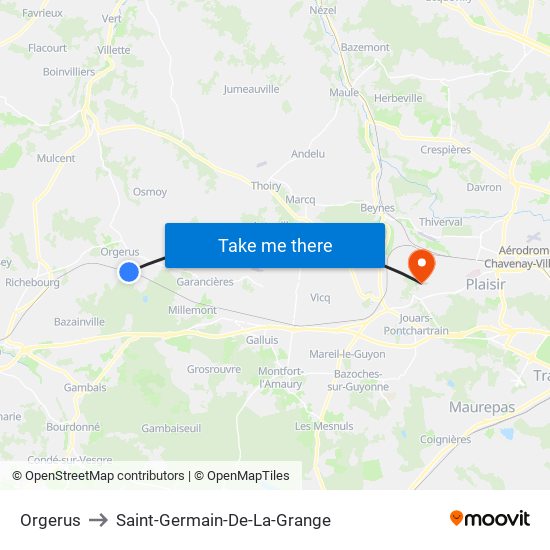 Orgerus to Saint-Germain-De-La-Grange map