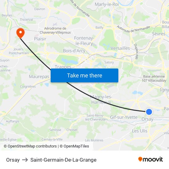 Orsay to Saint-Germain-De-La-Grange map