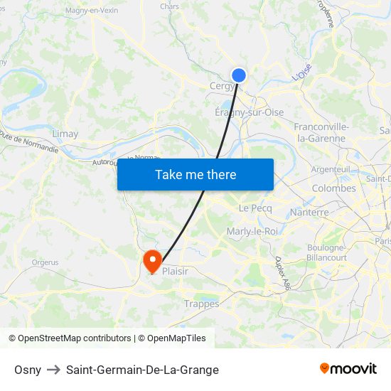 Osny to Saint-Germain-De-La-Grange map