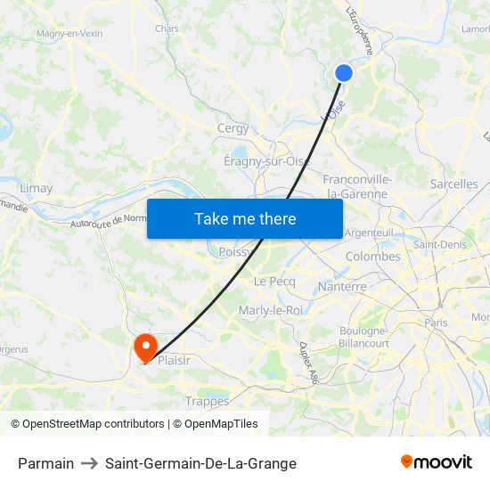 Parmain to Saint-Germain-De-La-Grange map