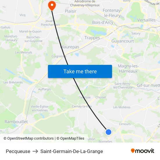 Pecqueuse to Saint-Germain-De-La-Grange map