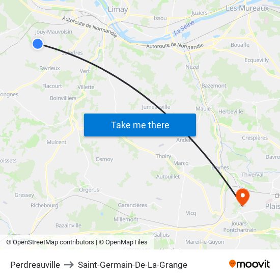Perdreauville to Saint-Germain-De-La-Grange map