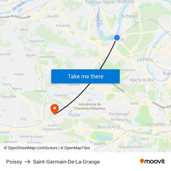 Poissy to Saint-Germain-De-La-Grange map