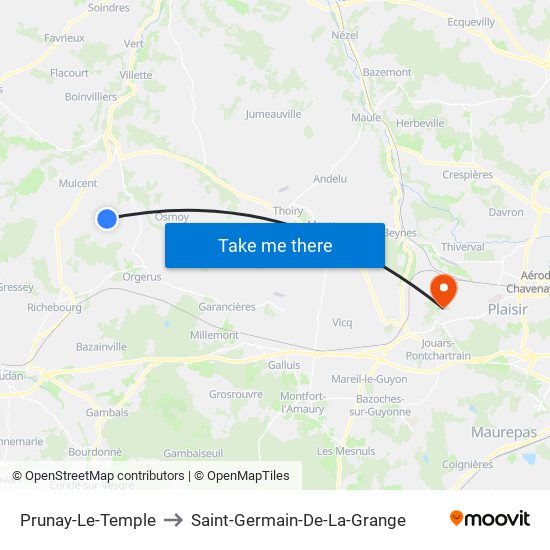 Prunay-Le-Temple to Saint-Germain-De-La-Grange map