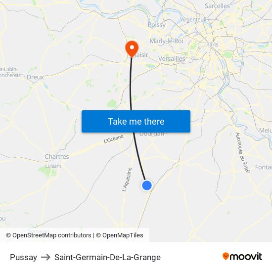 Pussay to Saint-Germain-De-La-Grange map