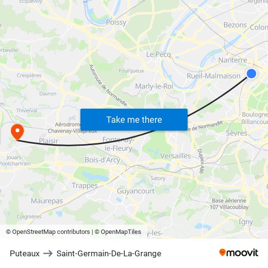 Puteaux to Saint-Germain-De-La-Grange map