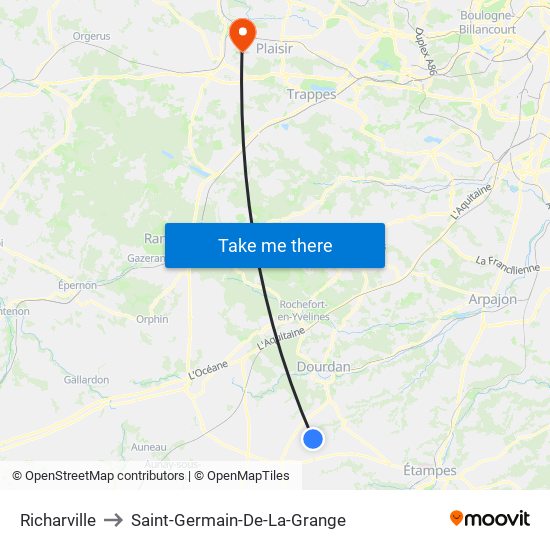 Richarville to Saint-Germain-De-La-Grange map