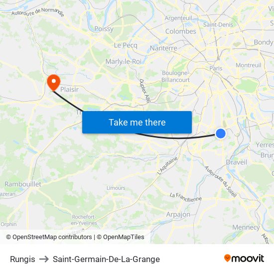 Rungis to Saint-Germain-De-La-Grange map