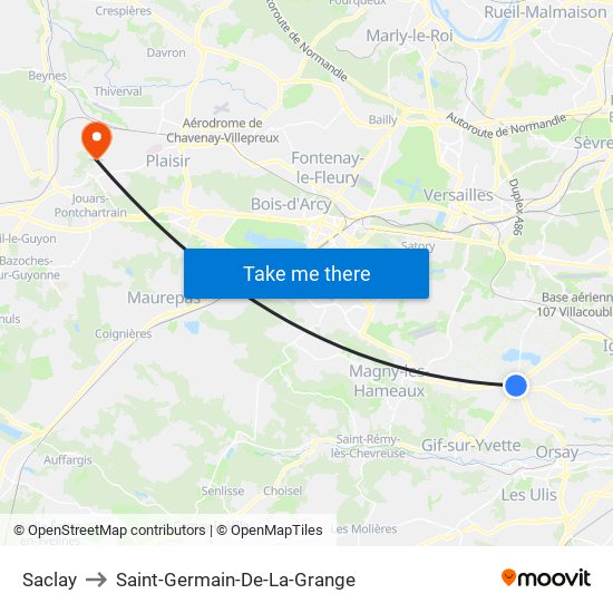 Saclay to Saint-Germain-De-La-Grange map