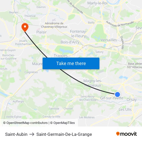 Saint-Aubin to Saint-Germain-De-La-Grange map