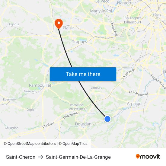 Saint-Cheron to Saint-Germain-De-La-Grange map