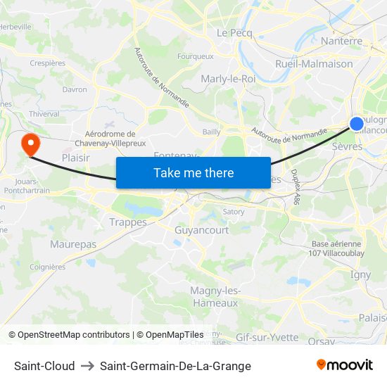 Saint-Cloud to Saint-Germain-De-La-Grange map