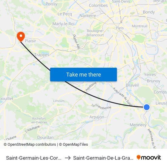 Saint-Germain-Les-Corbeil to Saint-Germain-De-La-Grange map