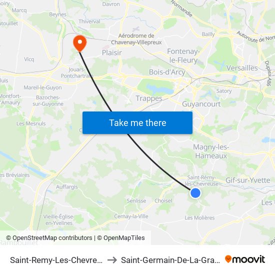 Saint-Remy-Les-Chevreuse to Saint-Germain-De-La-Grange map