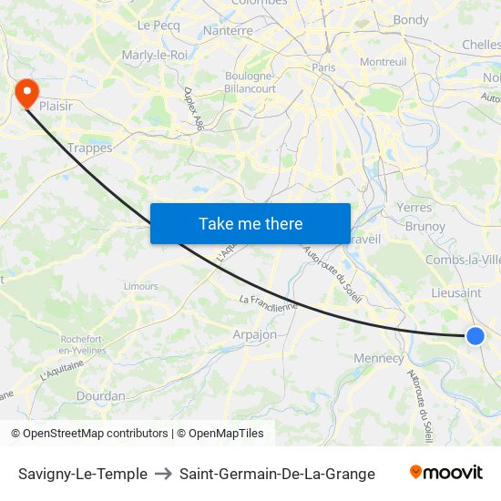 Savigny-Le-Temple to Saint-Germain-De-La-Grange map