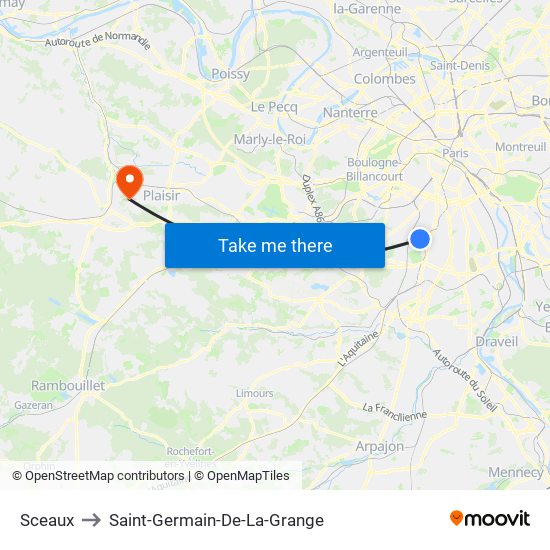 Sceaux to Saint-Germain-De-La-Grange map