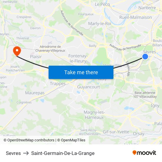 Sevres to Saint-Germain-De-La-Grange map