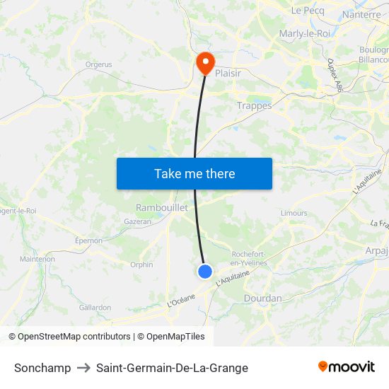 Sonchamp to Saint-Germain-De-La-Grange map