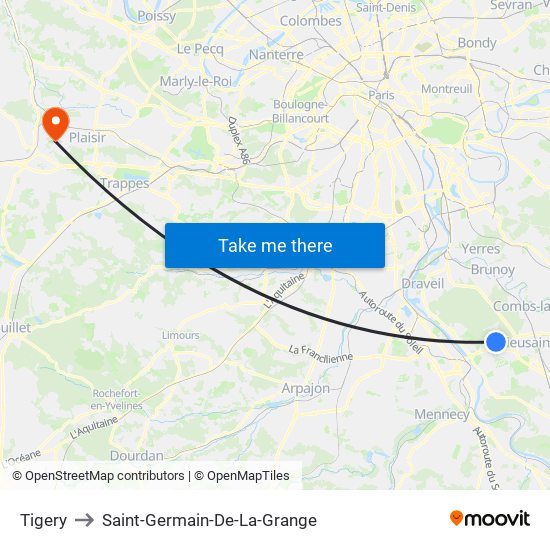 Tigery to Saint-Germain-De-La-Grange map