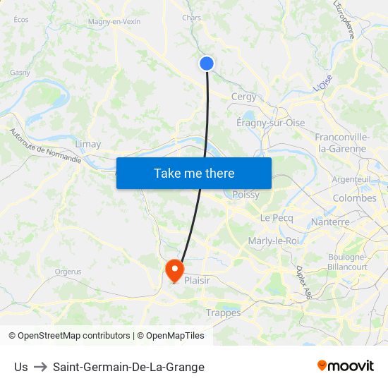 Us to Saint-Germain-De-La-Grange map