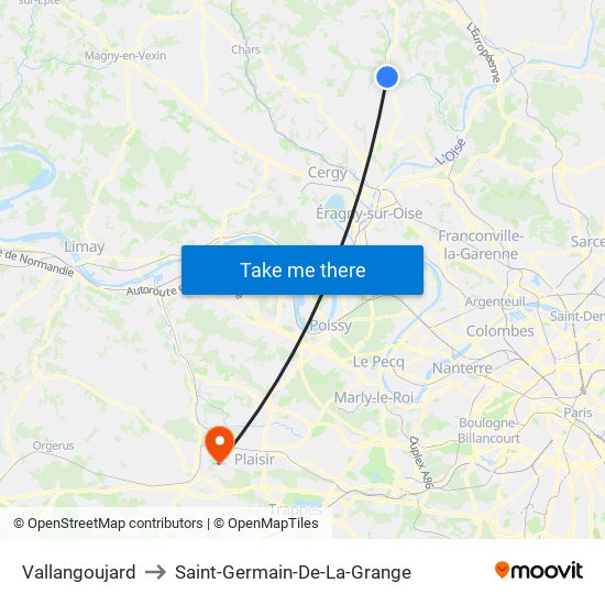 Vallangoujard to Saint-Germain-De-La-Grange map