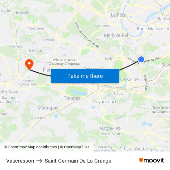 Vaucresson to Saint-Germain-De-La-Grange map