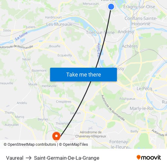 Vaureal to Saint-Germain-De-La-Grange map