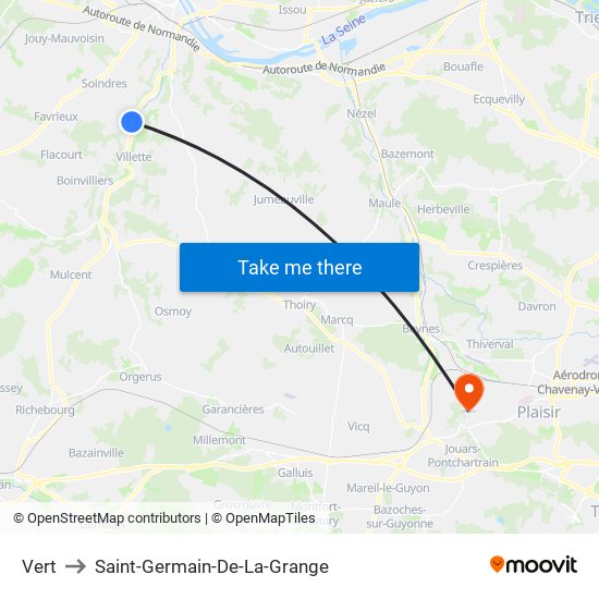Vert to Saint-Germain-De-La-Grange map