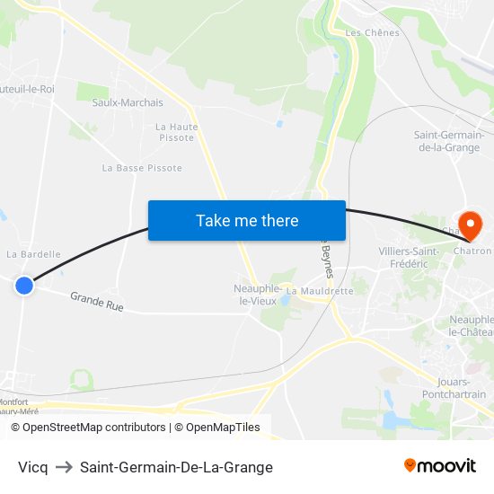 Vicq to Saint-Germain-De-La-Grange map