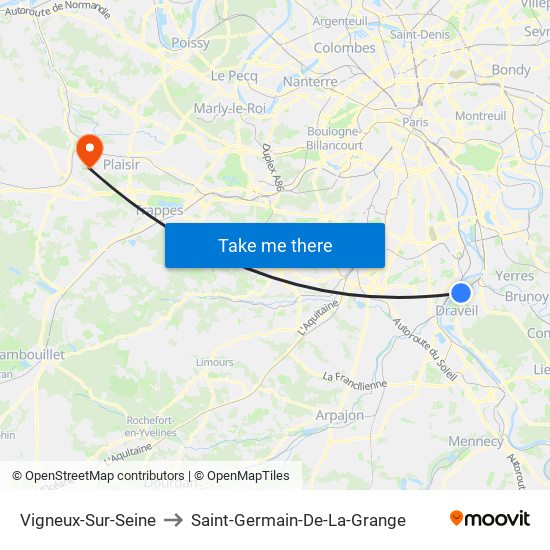 Vigneux-Sur-Seine to Saint-Germain-De-La-Grange map