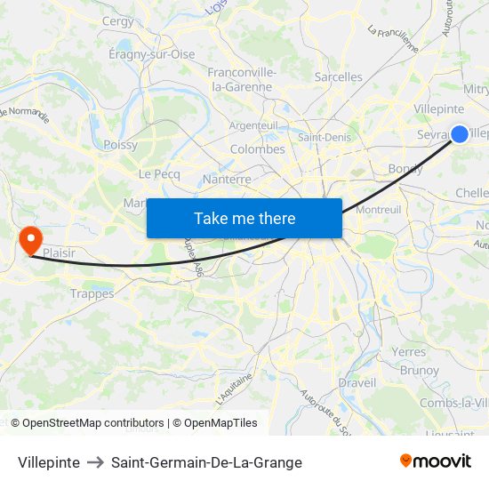 Villepinte to Saint-Germain-De-La-Grange map