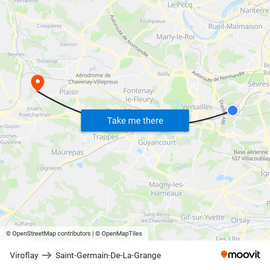 Viroflay to Saint-Germain-De-La-Grange map