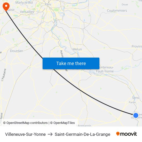 Villeneuve-Sur-Yonne to Saint-Germain-De-La-Grange map