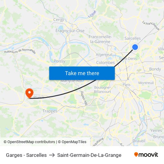 Garges - Sarcelles to Saint-Germain-De-La-Grange map